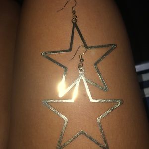 gold star drop earrings
